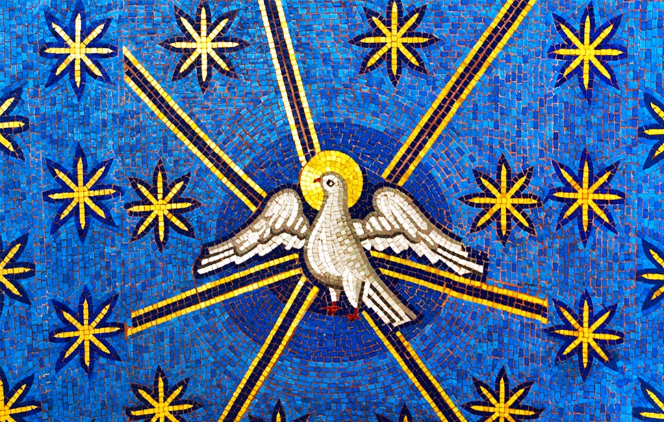 Holy dove representing Holy Spirit and Kundalini Shakti, radiating light and energy