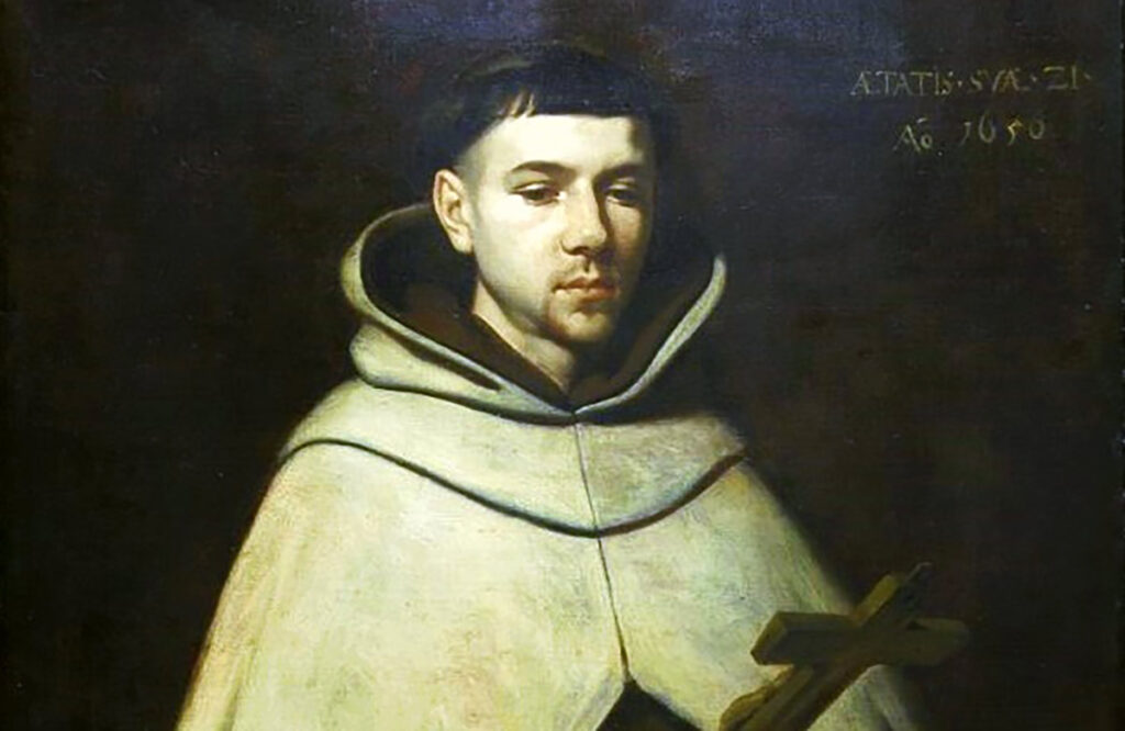 Sint Jan van het Kruis die een kruisbeeld vasthoudt