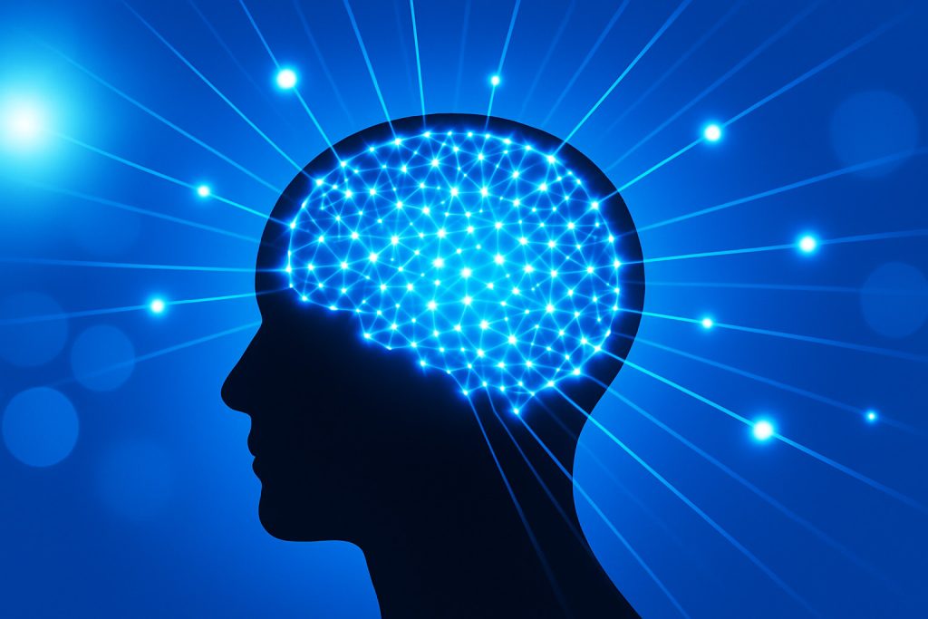 Cerveau illuminé symbolisant l’éveil de la conscience par la méditation